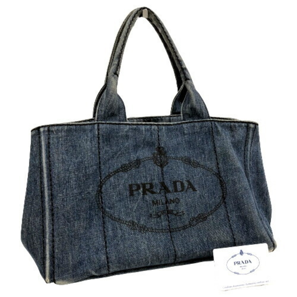 Prada Kanapa Denim Shoulder Bag Blue Jeans
